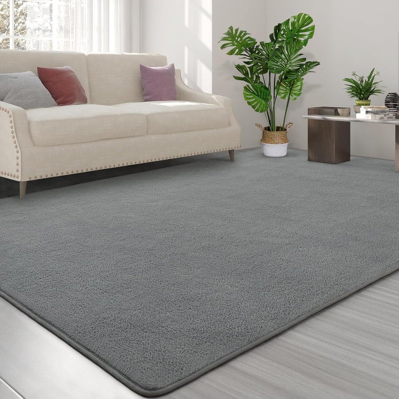 FlyDOIT Area Rugs for Bedroom Living Room, 7x10 Grey Super Soft Comfy Thickened Memory-Foam Indoor Carpets, Modern Aesthetic Minimalist Carpet for Boys Girls Adults Apartment Nursery Home Décor - Image 3